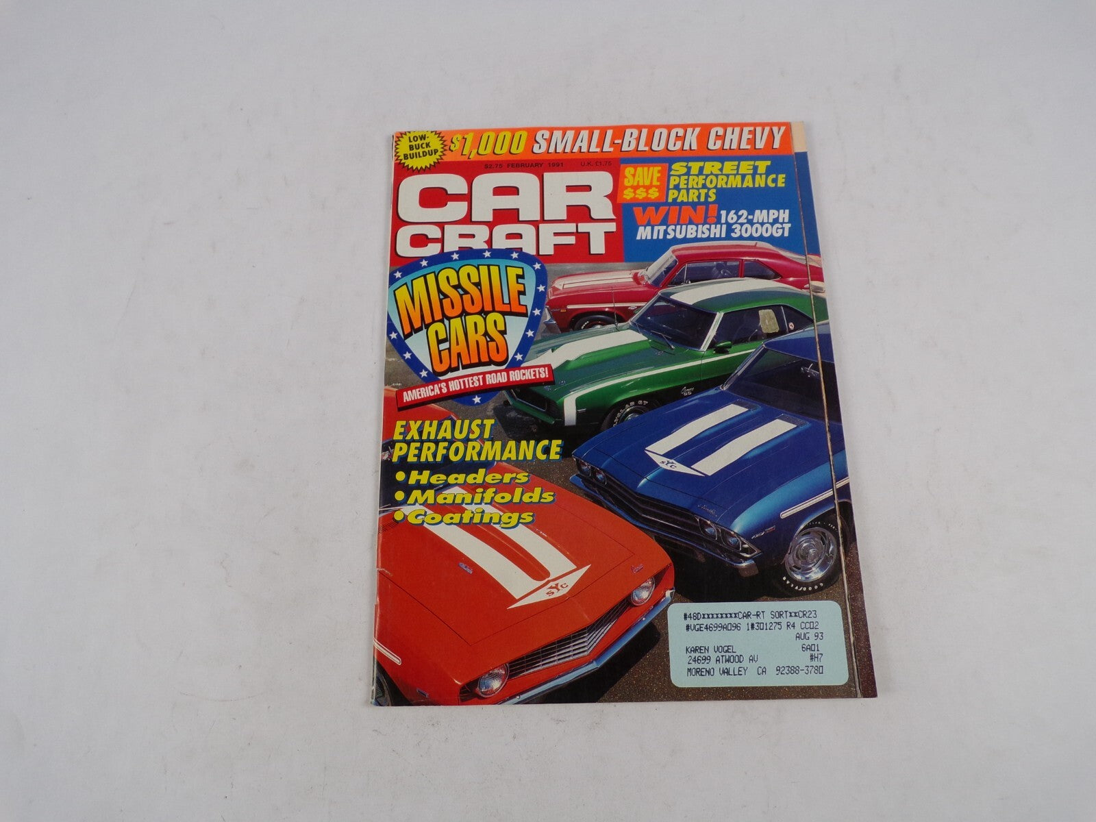 February 1991 Car Craft Missle Cars America's Hottest Road Rockets! Small-Block