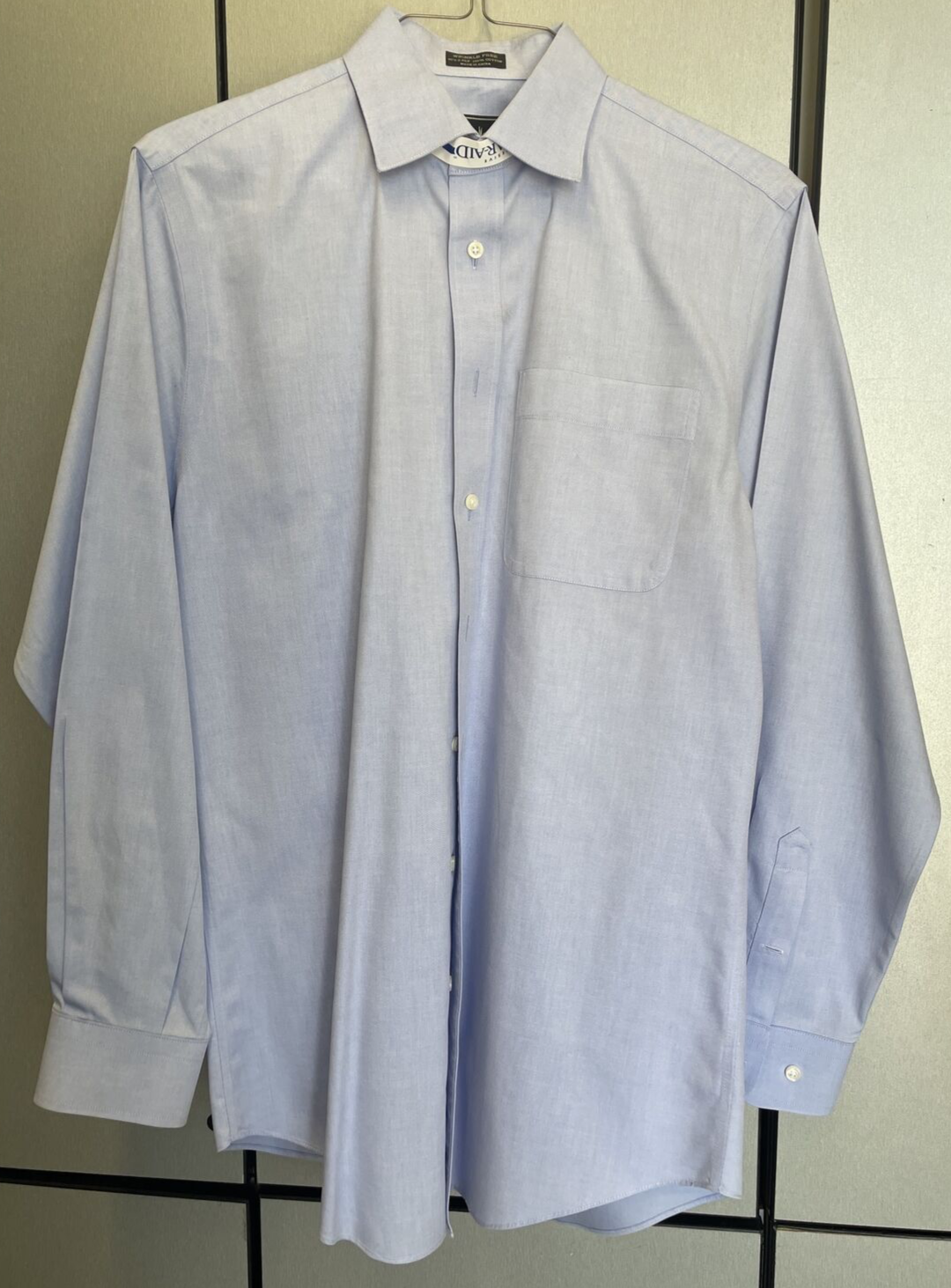 Neiman Marcus Dress Shirt Wrinkle Free 80s 2-Ply Cotton Mens15 34/35 Light Blue
