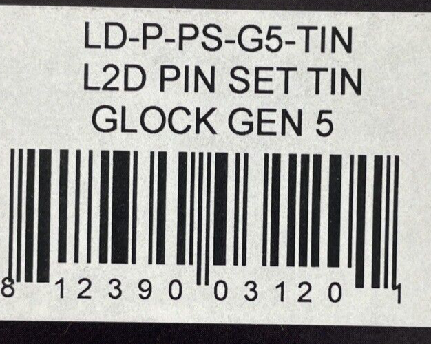 L2D Combat Polished Stainless Steel Pin Set for Glock Gen 5, Goldr NEW USA MADE