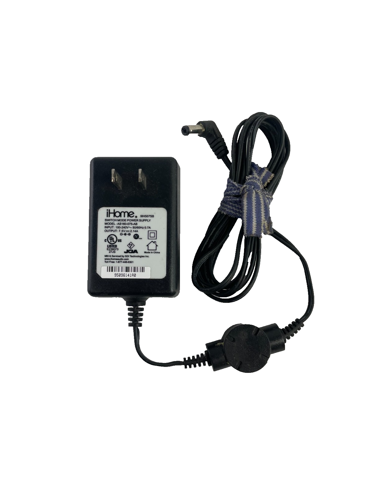 Geniune iHome Model AS160-075-AB Output 7.5V 2.14A Power Supply AC Adapter #A79