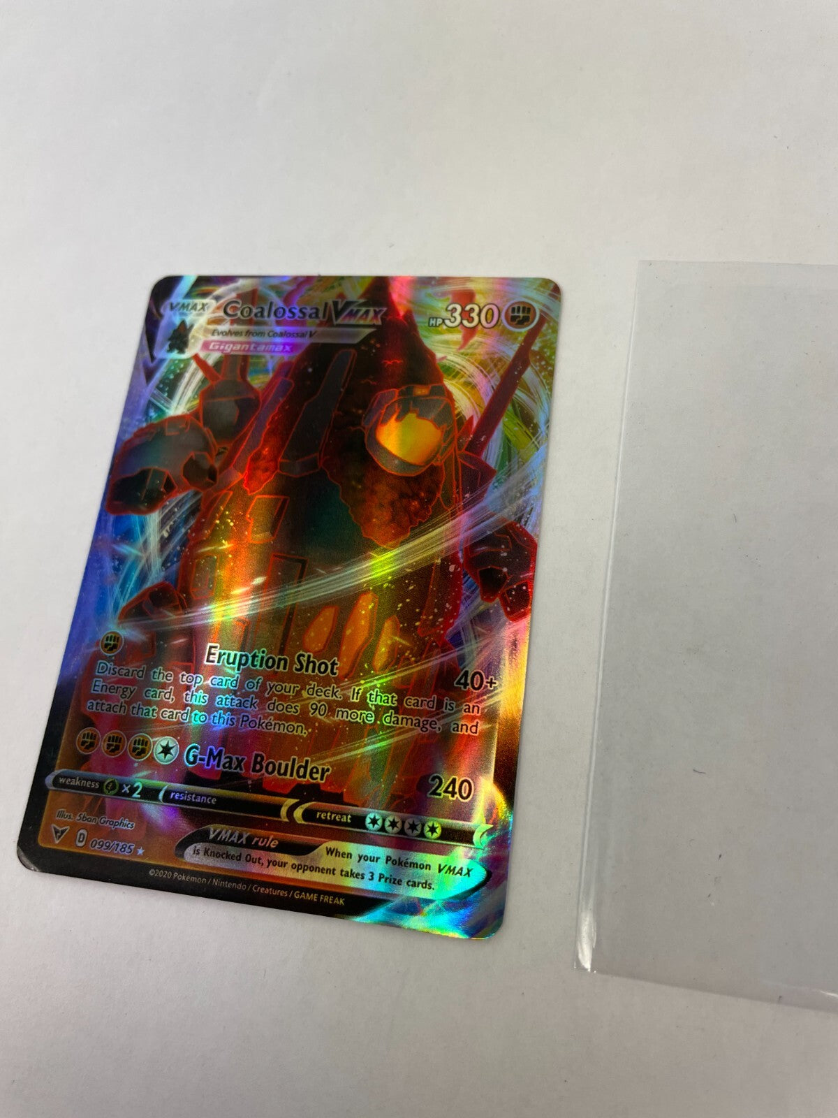 Pokemon Coalossal Vmax HP 330 Eruption Shot 40+ G-Max Boulder 240 099/185