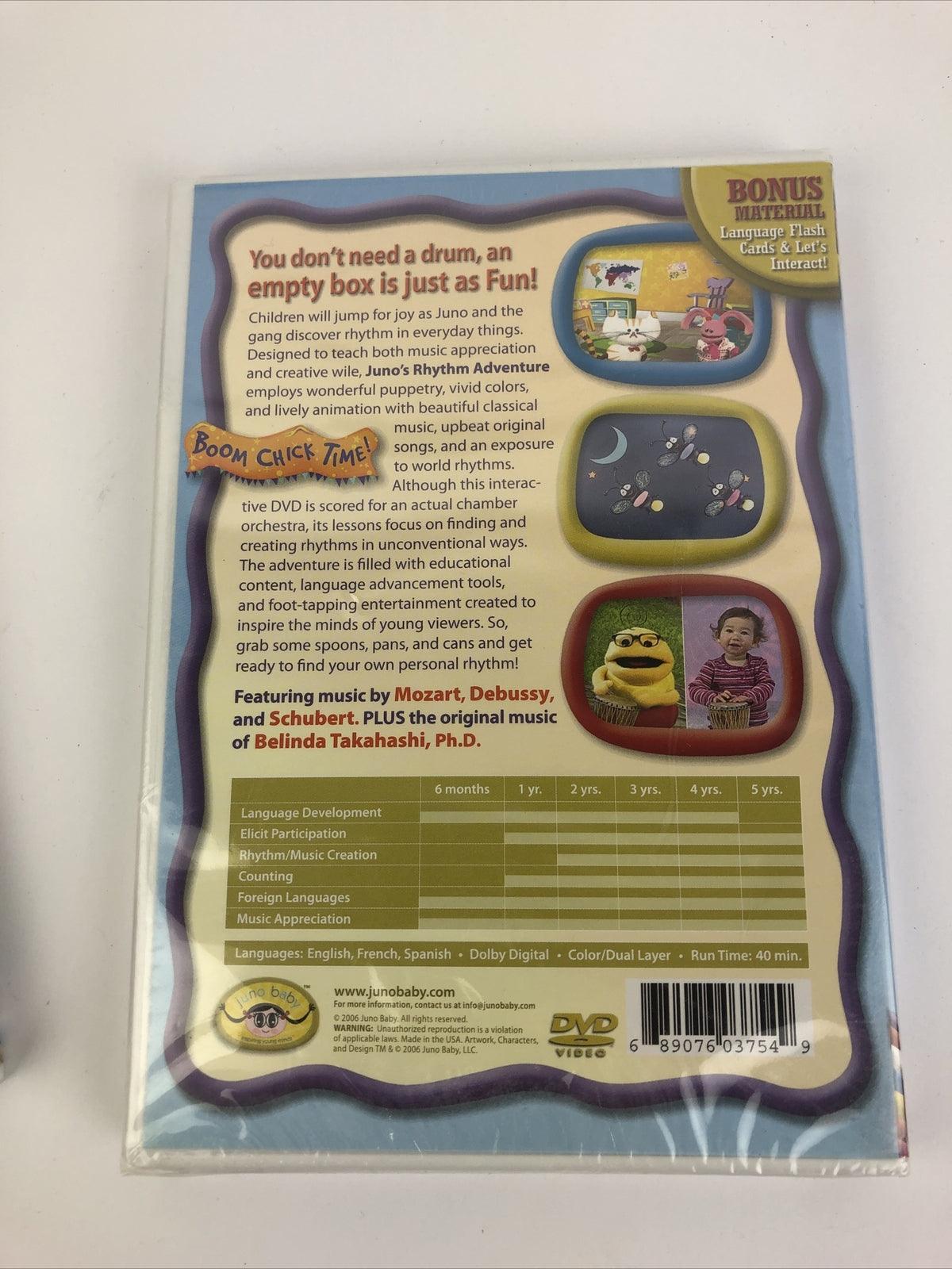 2 x Juno Baby: Juno’s Rhythm Adventure Teddy Bear  HunT Interactive Musical DVD