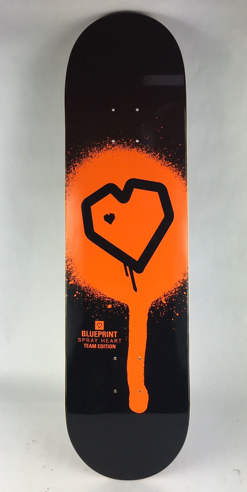 BLUEPRINT skateboards deck 8.25” RARE quality Spray Heart Black Orange