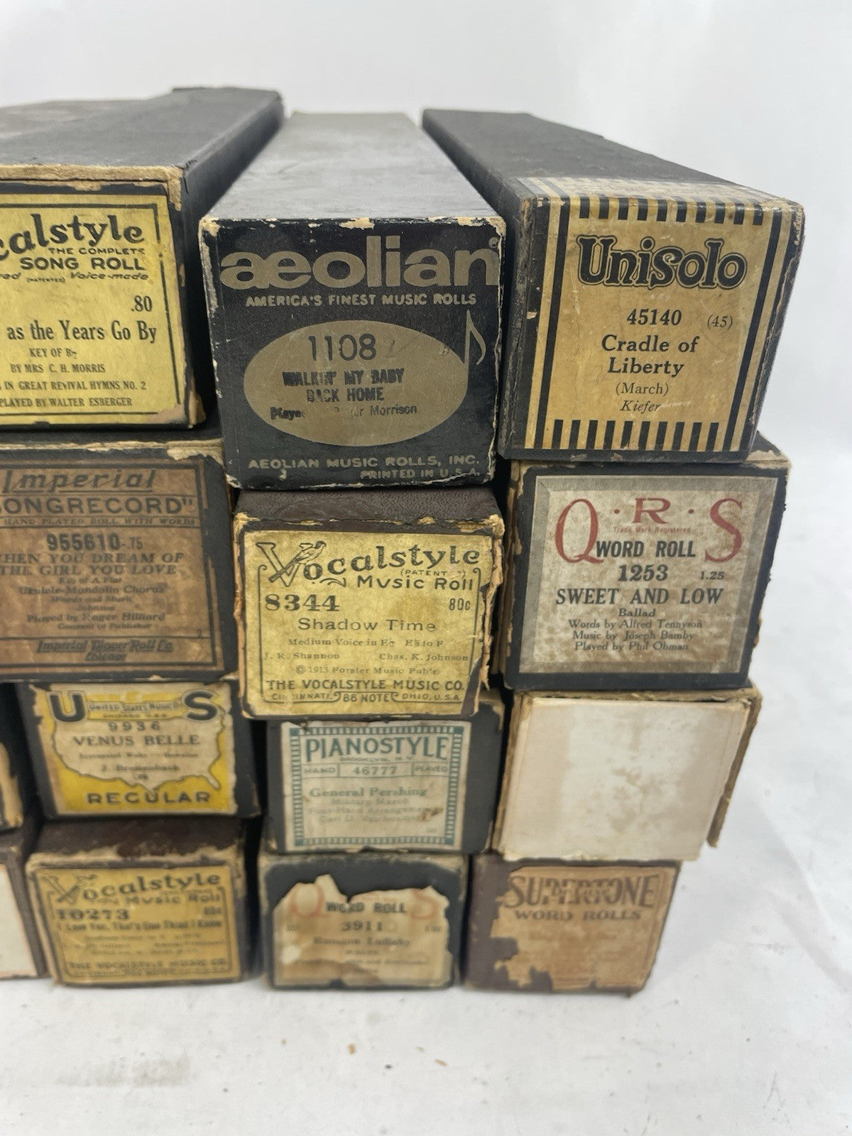VINTAGE LOT OF 20 PLAYER PIANO ROLLS USED