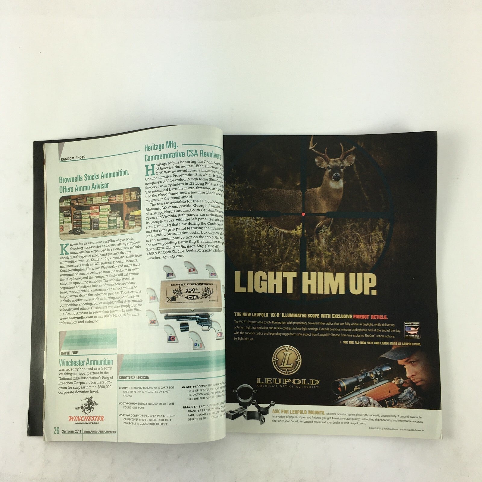 September 2011 American Rifleman Magazine 50thCabelas Anniversary Guns M1Garands