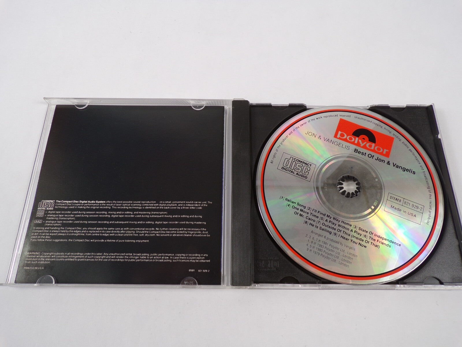 The Best Of Jon And Vangelis Italian Song I'll Find My Way Home State Of CD#12
