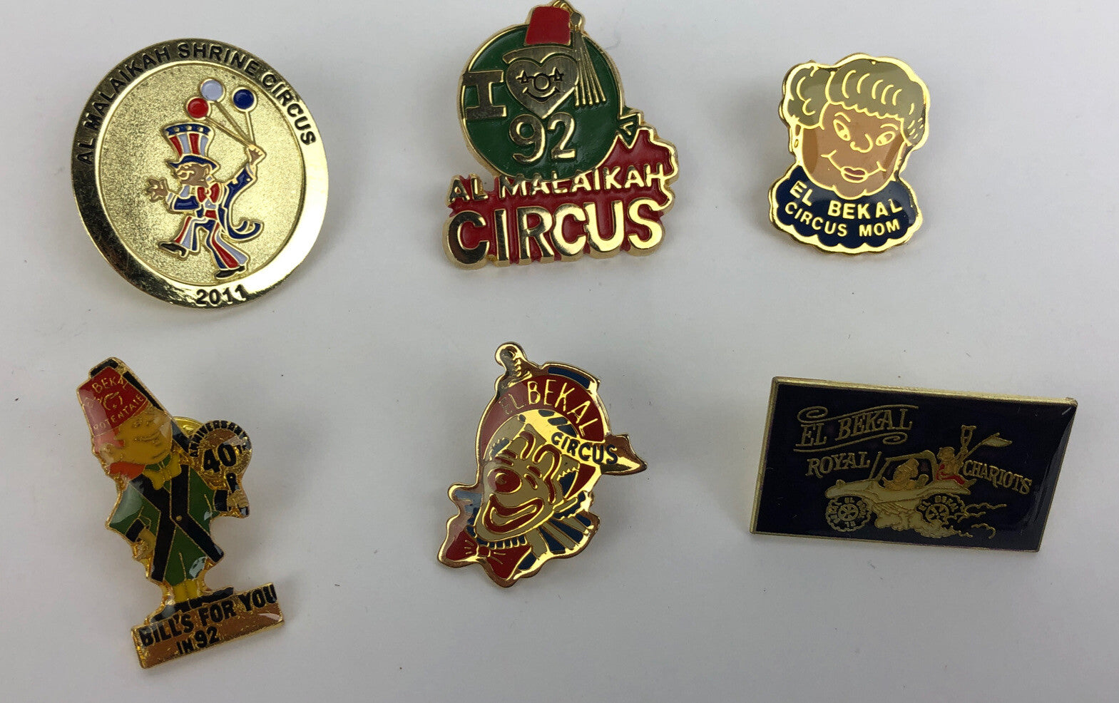 6 x Vintage Al Malaikah Shriners 2003 Circus Mom El Bekal Brooch or Lapel Pins