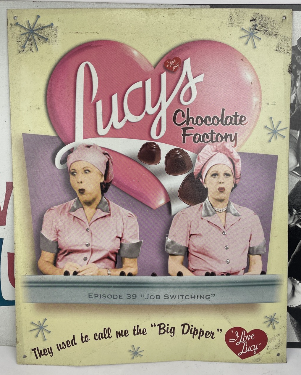 Lot of 3 I Love Lucy Lucy’s Chocolate Factory Tin Signs  12.5 X 16” 179 Episodes