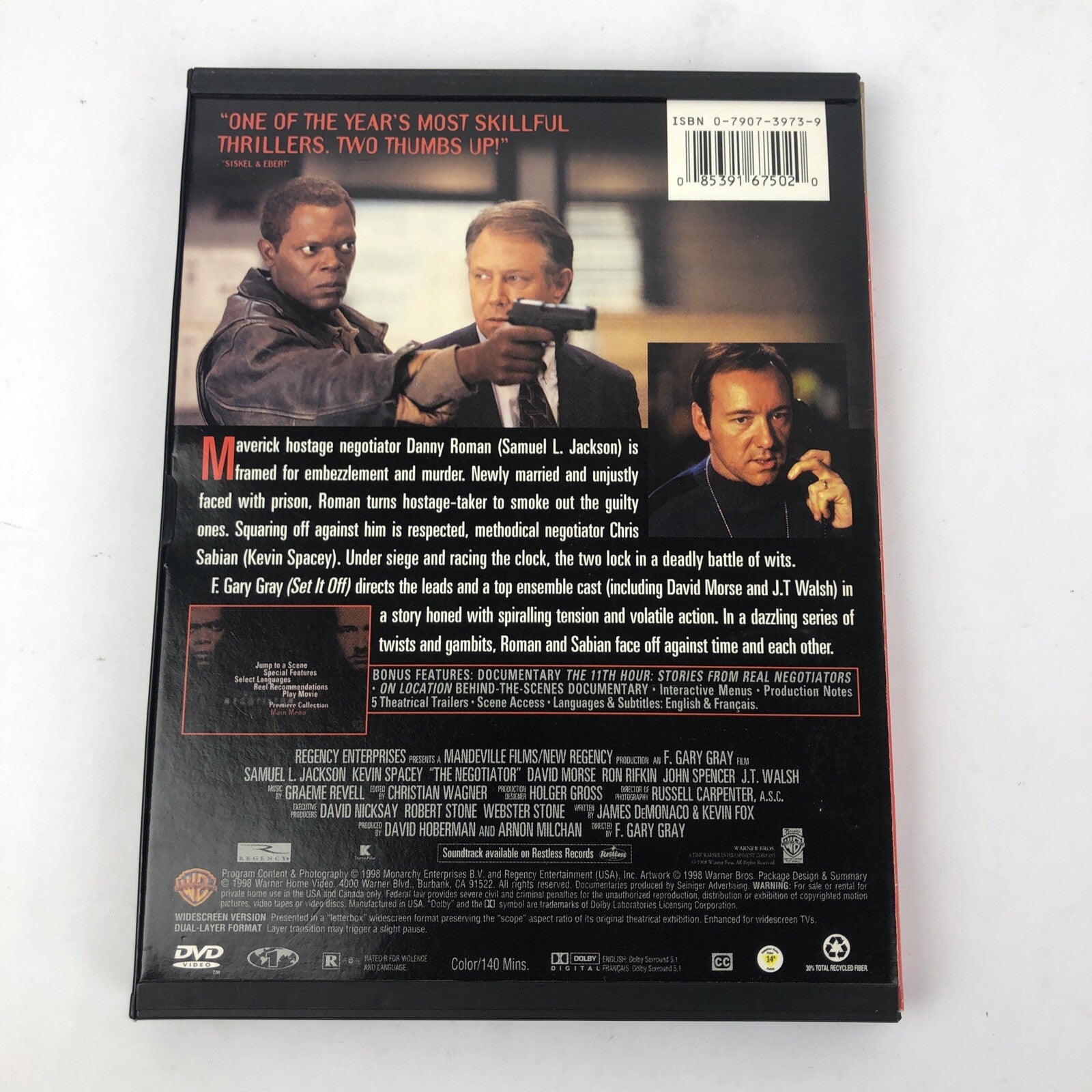 The Negotiator DVD 1998 Crime Thriller Movie Classic Region in Snapper Case MINT