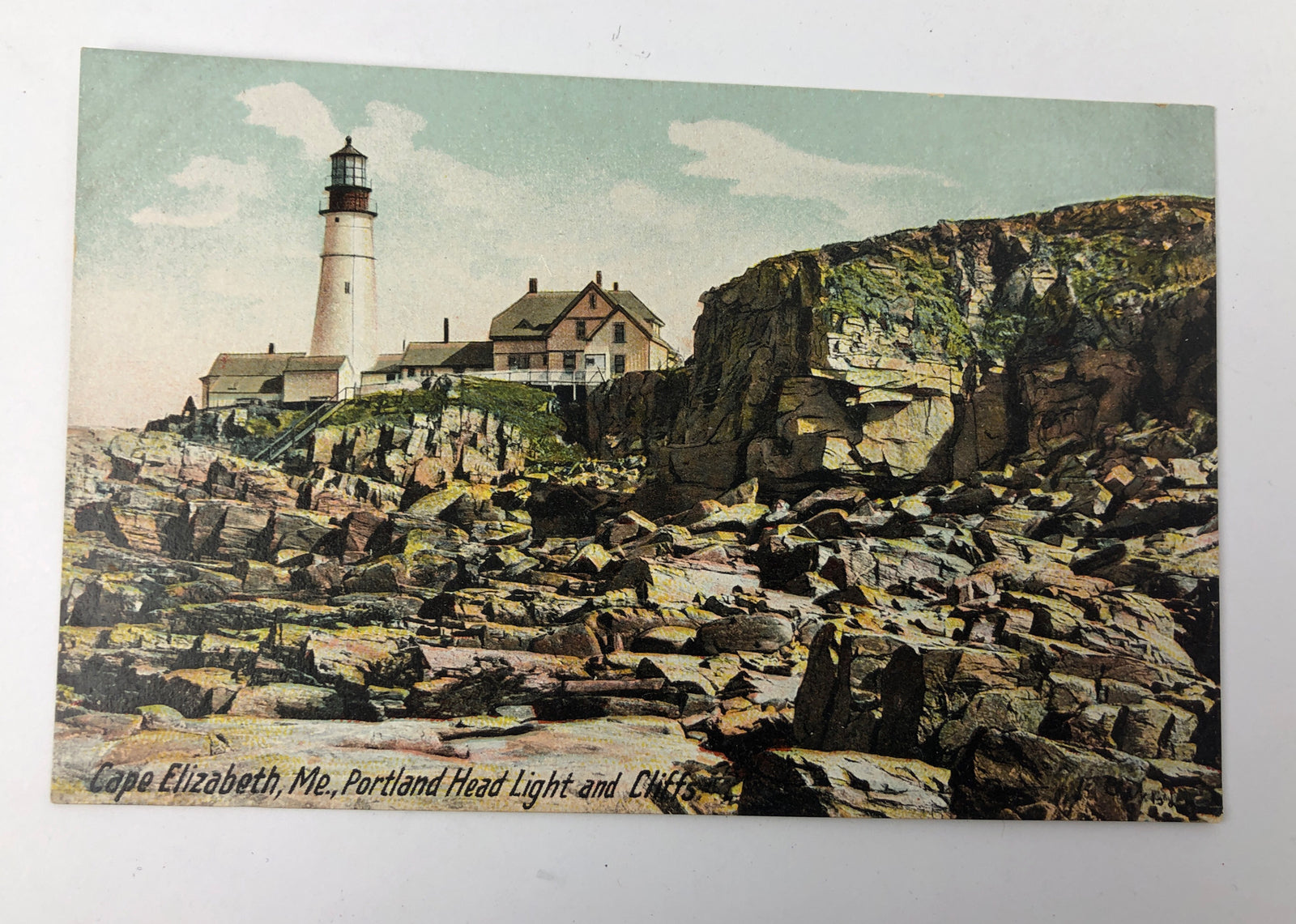 NOS Vintage Postcard *VGC* Portland Headlight and Cliffs Cape Elizabeth Maine