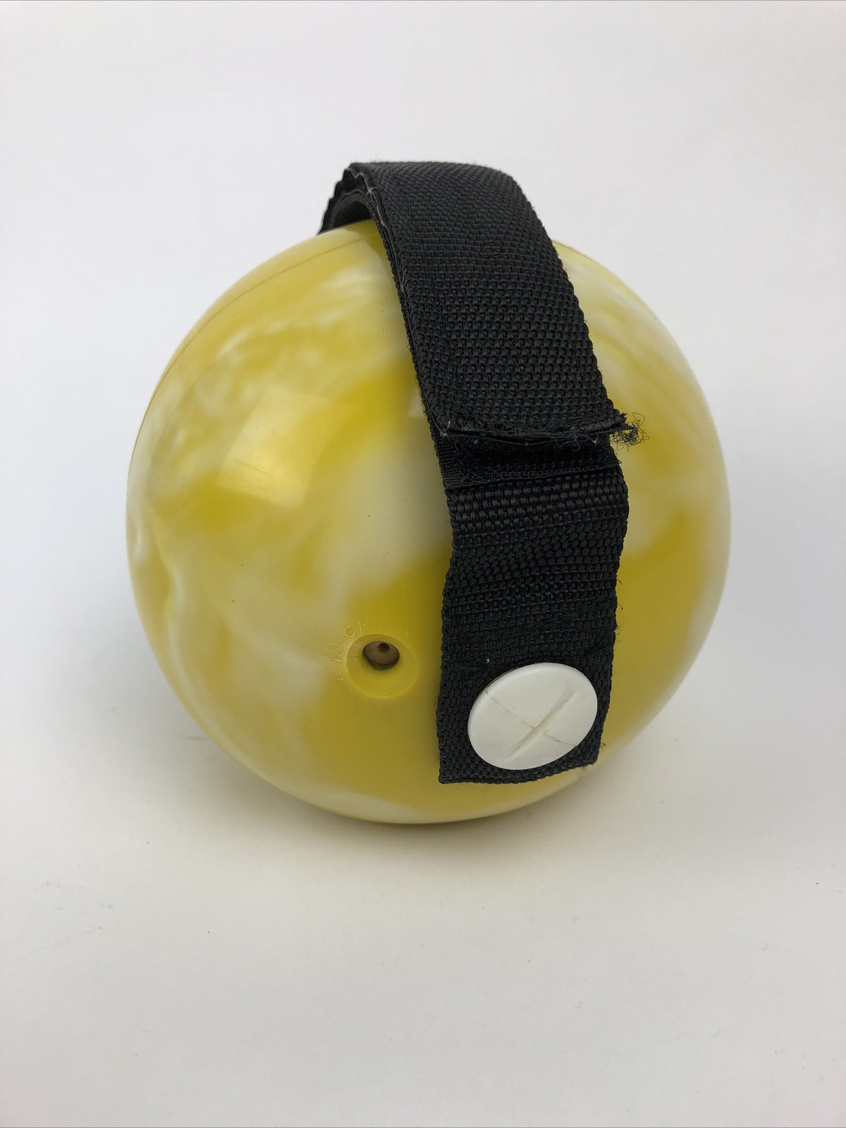Gold's Gym 5 lb soft weighted medicine ball with handles in black and yellow for home workouts
