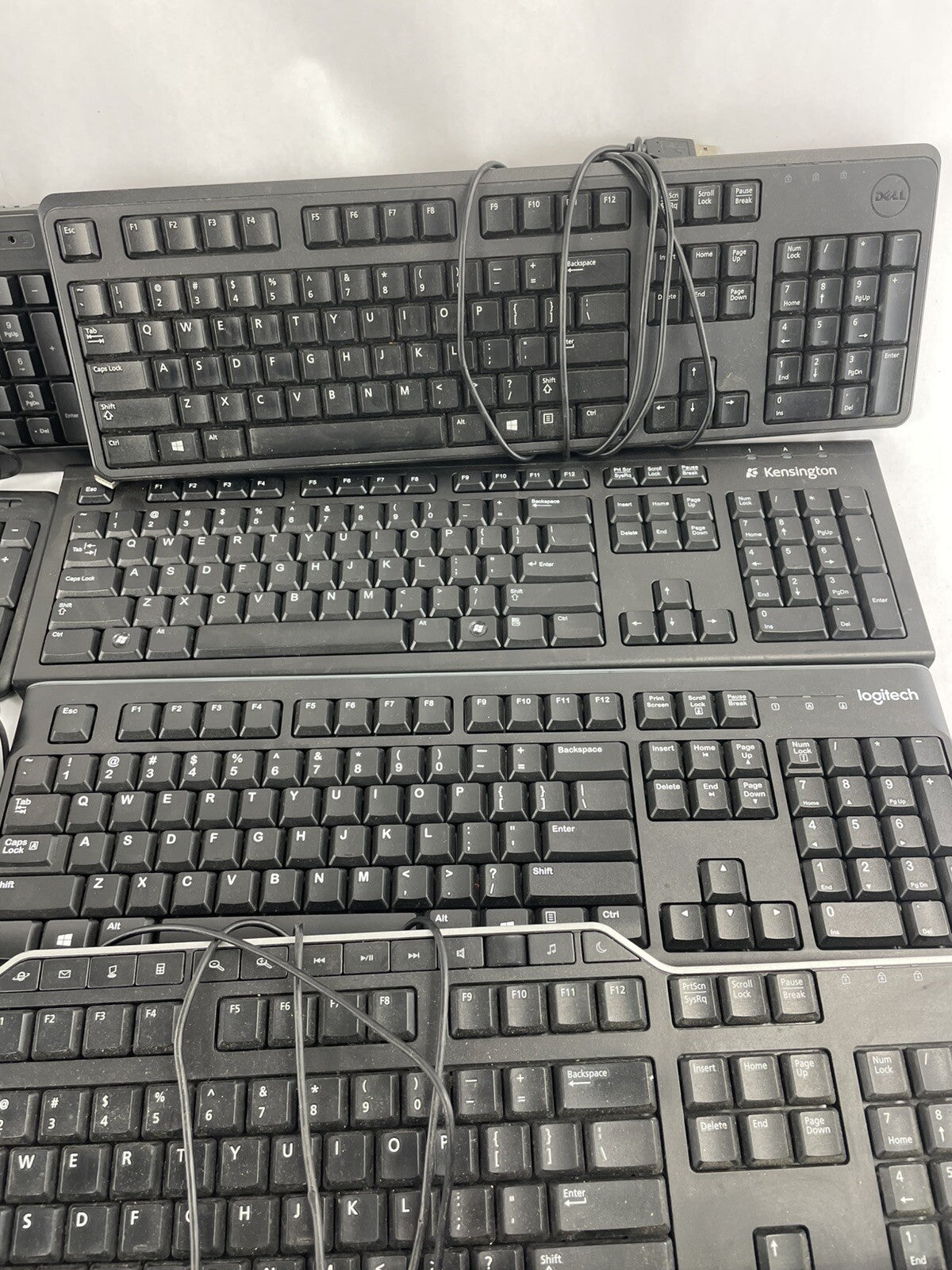 Lot OF 10 - USB Wired Standard Layout Keyboard 104-Key Mixed Random Brand Models