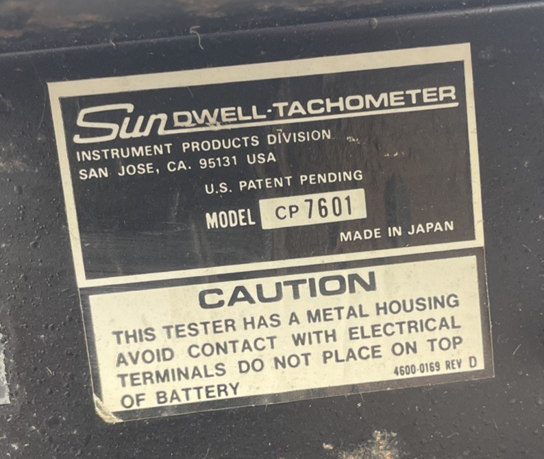 Vintage Sun Dwell Tachometer CP-7601 Tune-up Automotive Engine Tester Car Tool