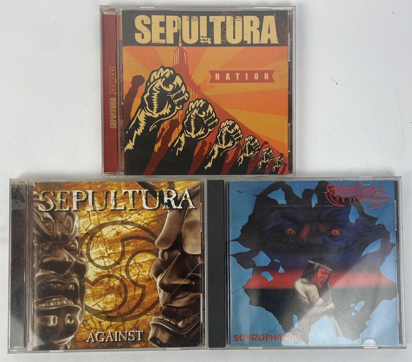 SEPULTURA CD LOT of 3 - NATION , SCHIZOPHRENIA , AGAINST - VGC - GUARANTEED