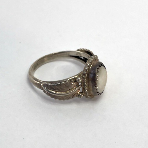 Navajo Native American Mother of Pearl 925 Sterling Silver Ring Size 5 Vintage