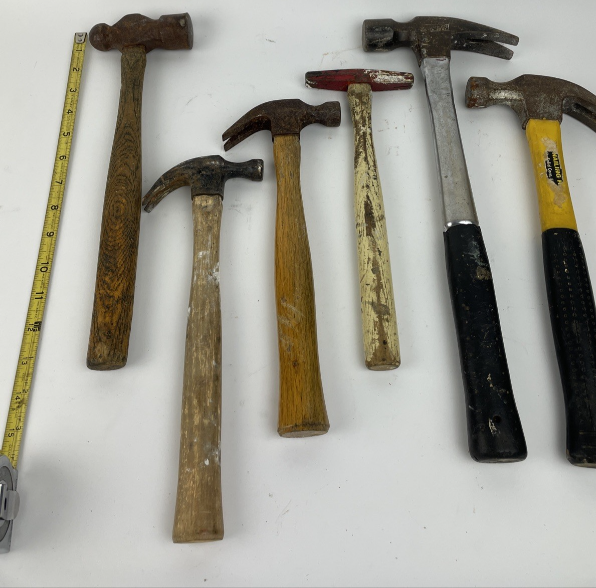 Lot (6) Pc. Hammers Fiberglass Handle Curved Claw Hammer Lot Assorted BallPeen