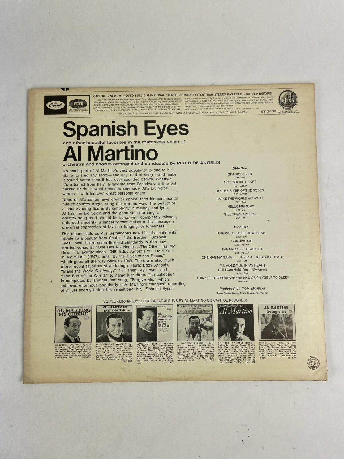 Al Martino Spanish Eyes Vinyl Record