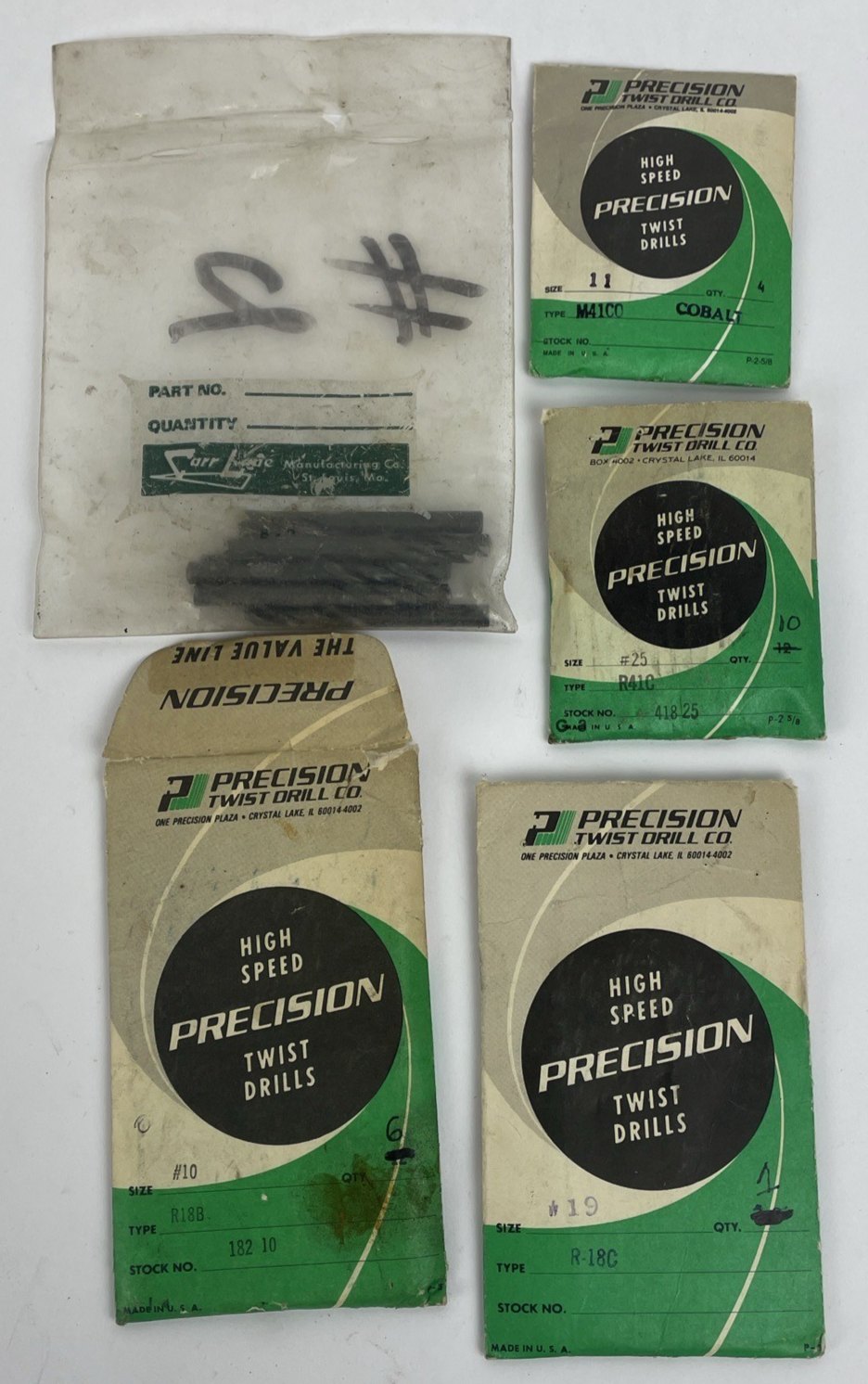 Vintage LOT OF 20 NEW Twist Drill DRILL BITS CARR LANE , Precision Twist Co. USA