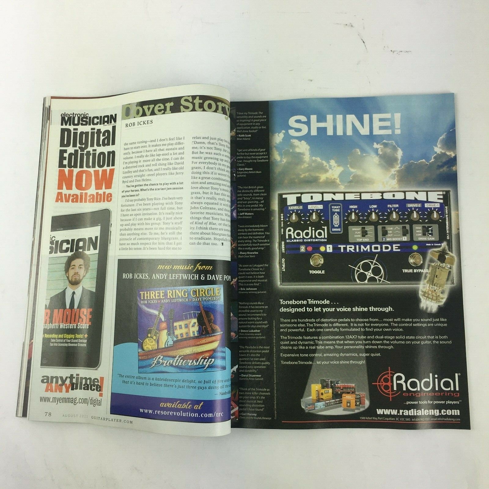 August 2011 Guitar Player Magazine Rob Ickes Nashville Report! Uproar Rigs! A7X