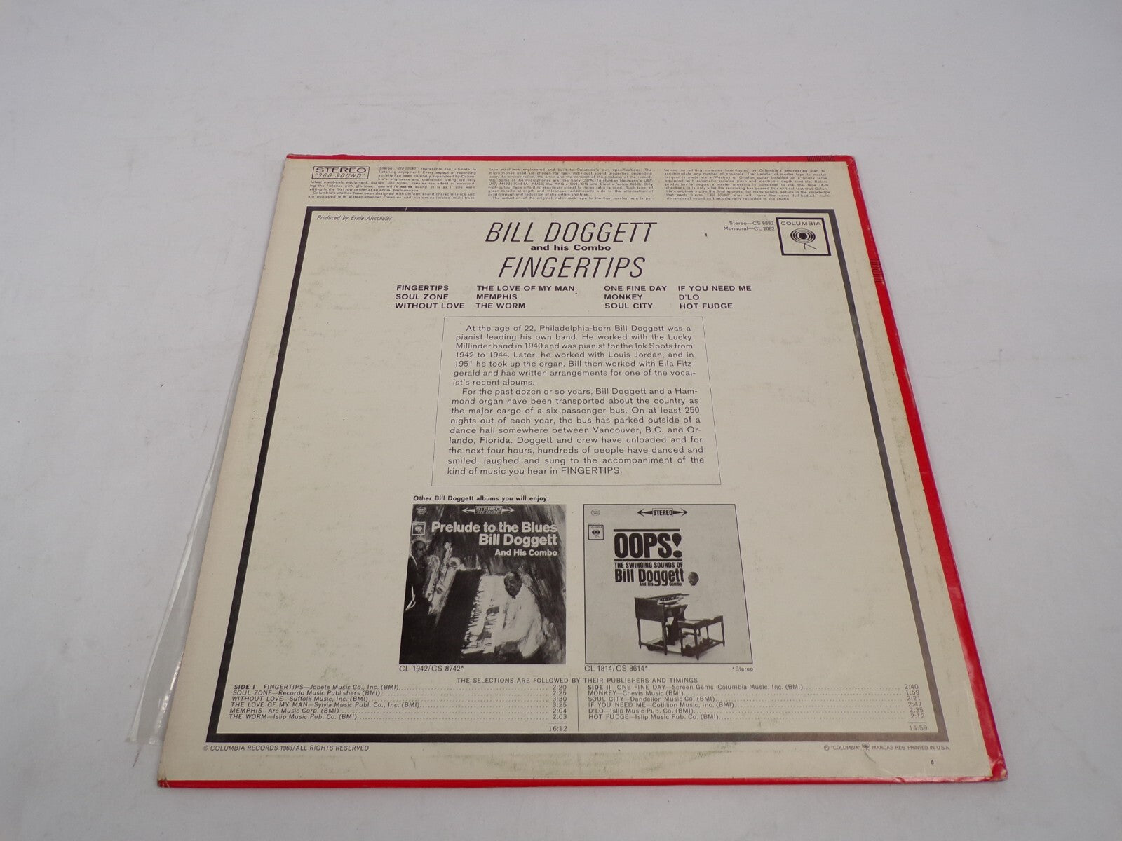 Bill Doggett and His Combo Fingertips 360 Sound Stereo Columbia Vinyl Record