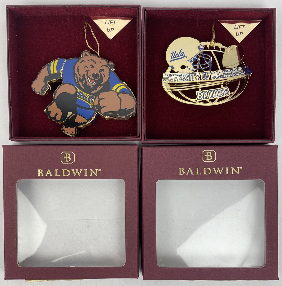 2-pack Baldwin UCLA Bruins Christmas ornaments University of California Los Angeles holiday decorations