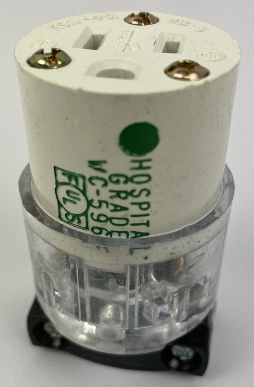 Cooper Wiring 8269 Hospital grade 2-pole 3-Wire Grounded Connector, 15 Amp Clear