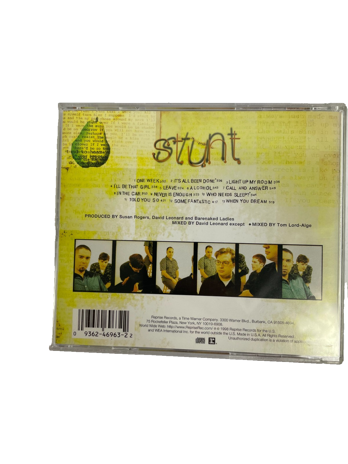 Barenaked Ladies Stunt One Week It's All Been Done Light Up My Room Leave CD#6