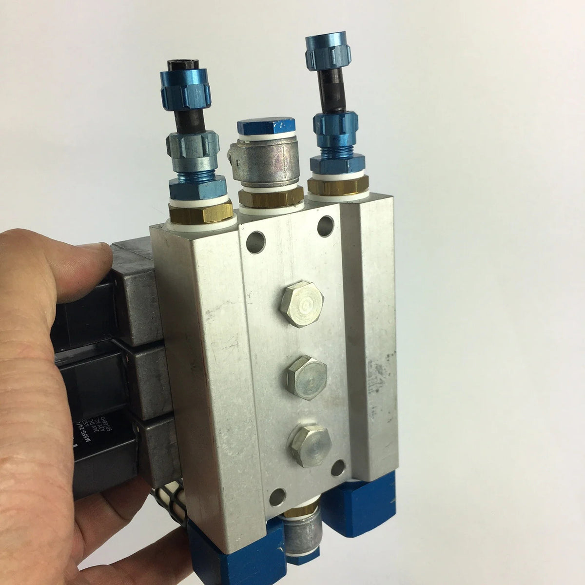 Bank of 3 Festo PRS-1/8  3B Solenoid Valves, 2-Pos 3-Port 120psi MO13