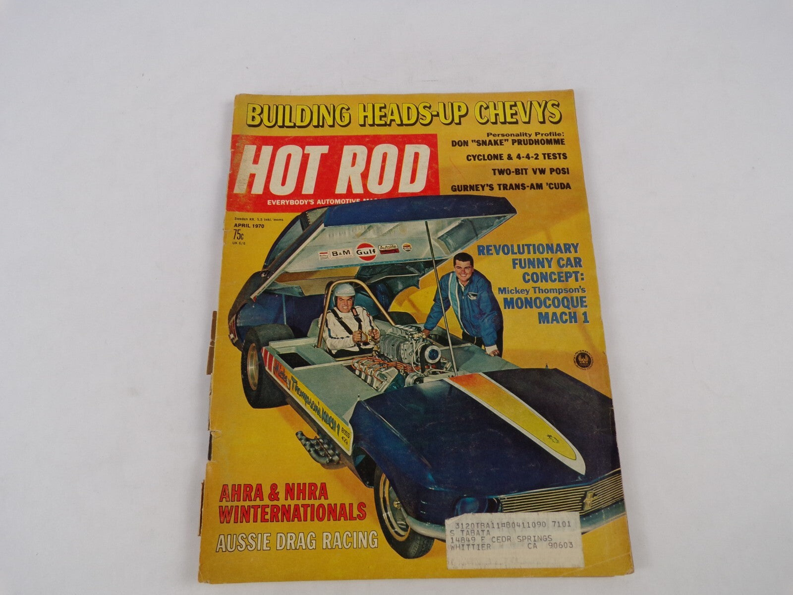 April  1970 Hot Rod Magazine Building Heads-Up Chevys Revolutionary Funny Car