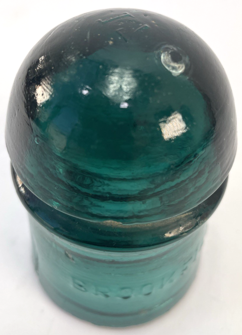 Antique Glass " Pony " Insulator - W Brookfield CD 102 Aqua Blue Green