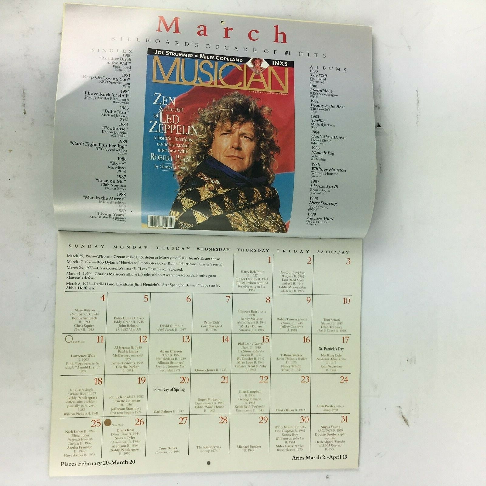 The Billboard Musician 1990 Magazine Trivia Calendar Decade in Music