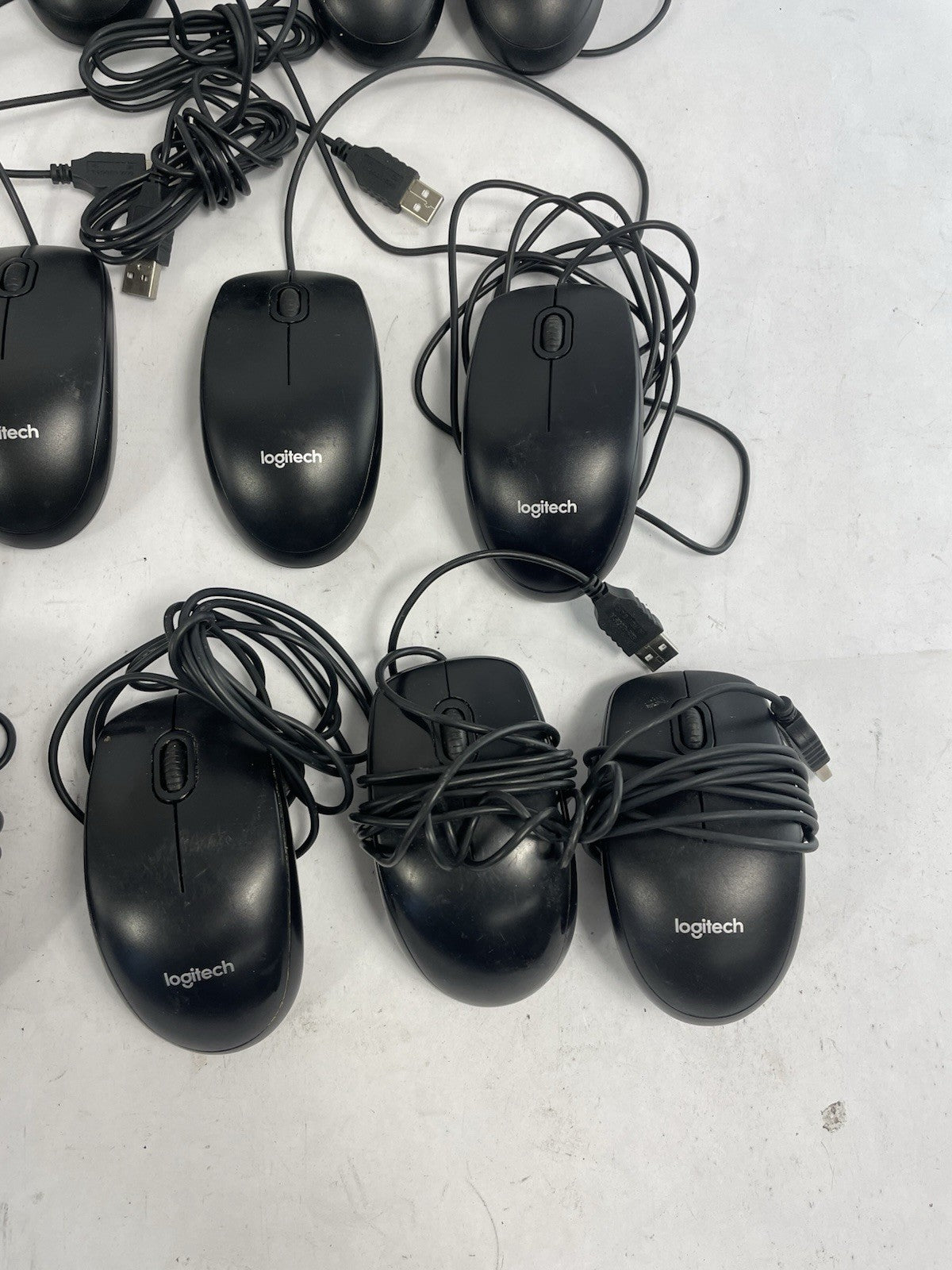 Lot of 24: Logitech B100 USB Optical Wired Scroll Mouse (Black)