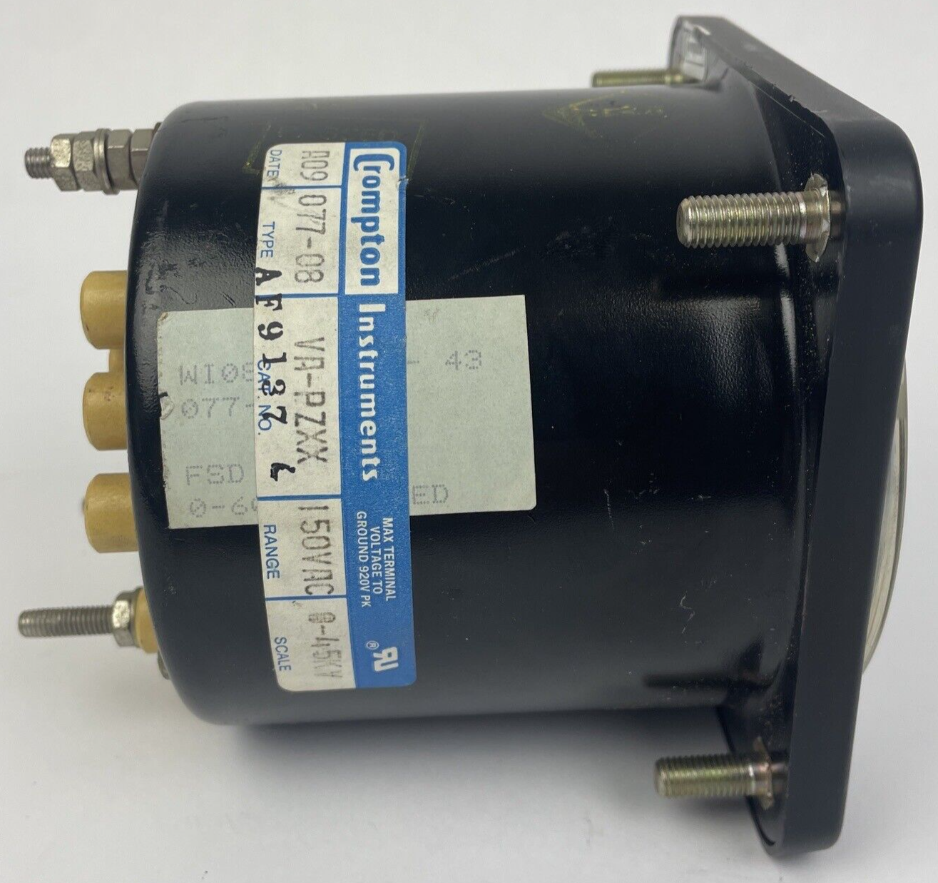 CROMPTON EATON 077-08 150 VAC 0-45 KV  Amp AC Meter 4.5" Panel Gauge