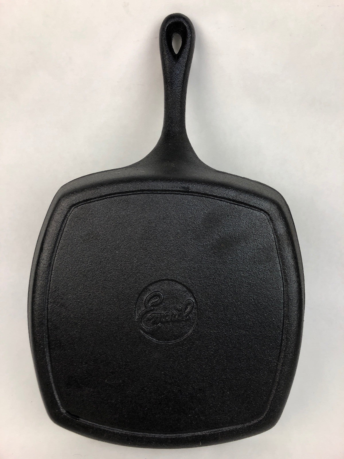 Old Vintage Emeril Cast Iron Square Grill Fry Pan Skillet Cooking Camping Tool
