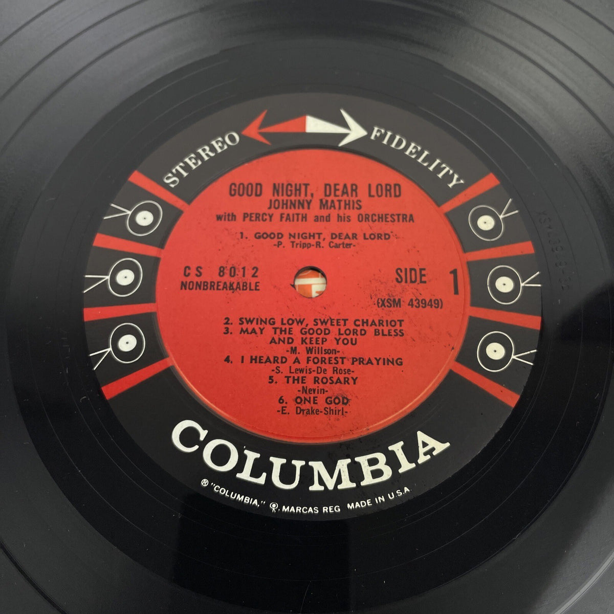 Johnny Mathis Goodnight Dear Lord Vintage Vinyl 1957 1st Press Columbia 6 Eye