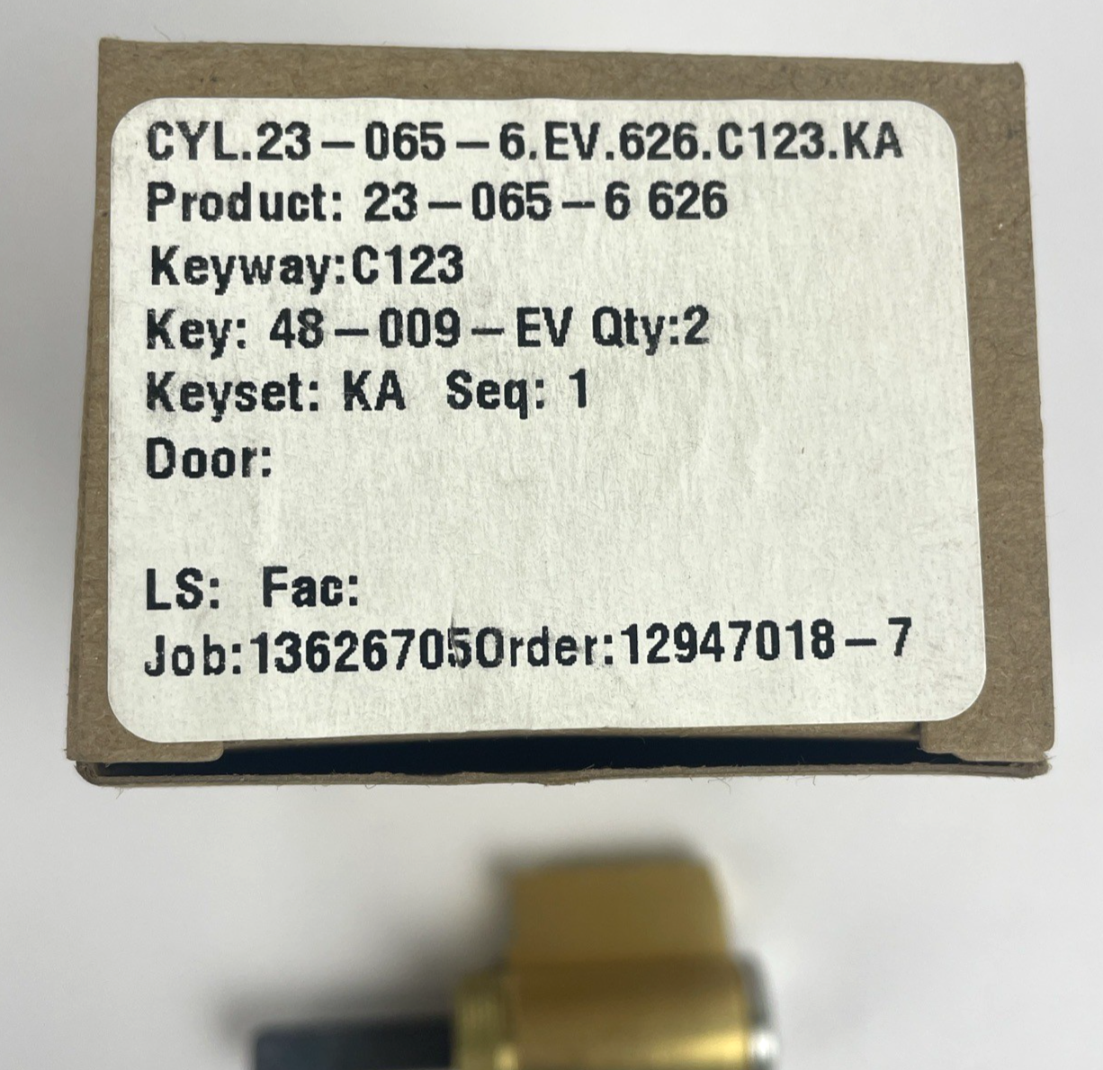 OEM Schlage Everest Lock Cylinder C123 Keyway with 2 x 48-009-EV Keys - NEW