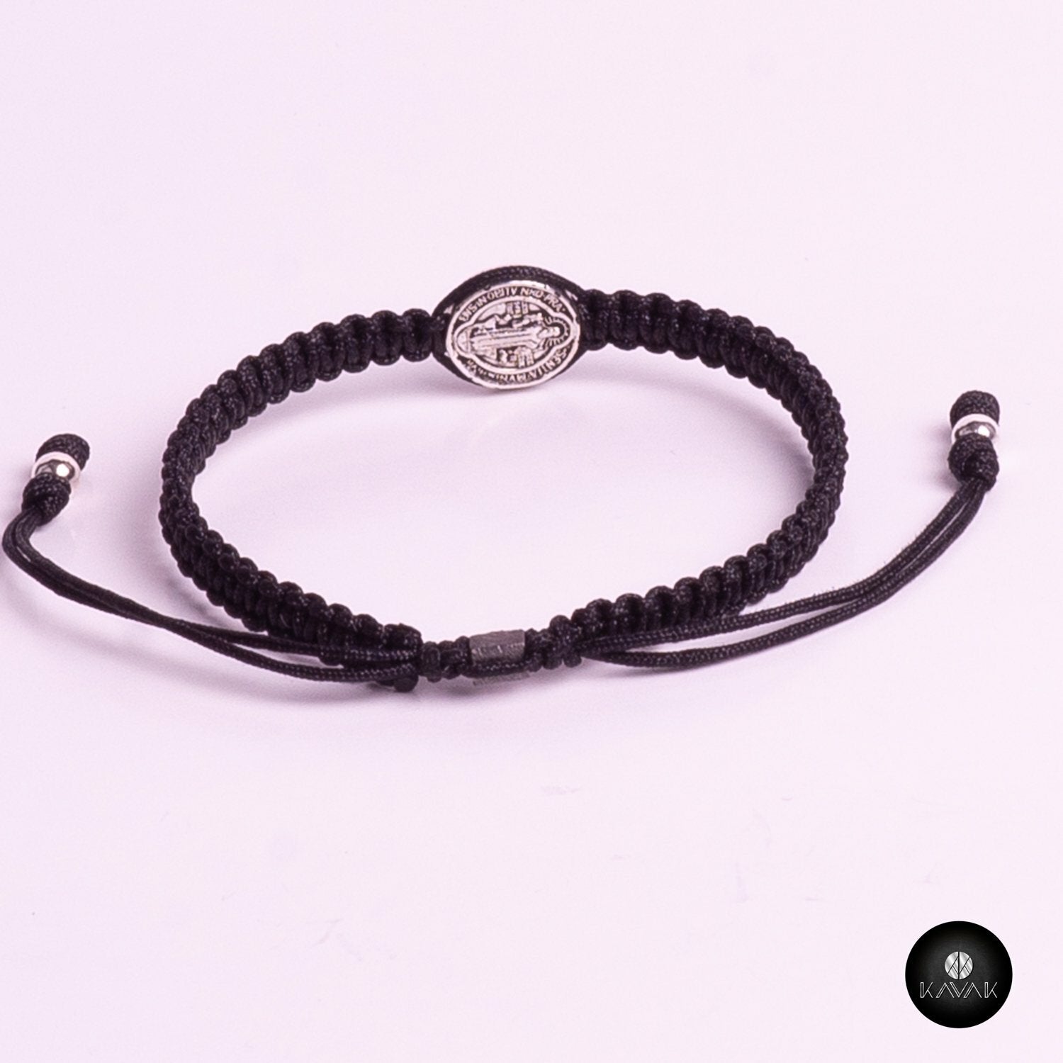 Kavak -Handmade Girl Black Saint Benedict Adjustable Women's Bracelet