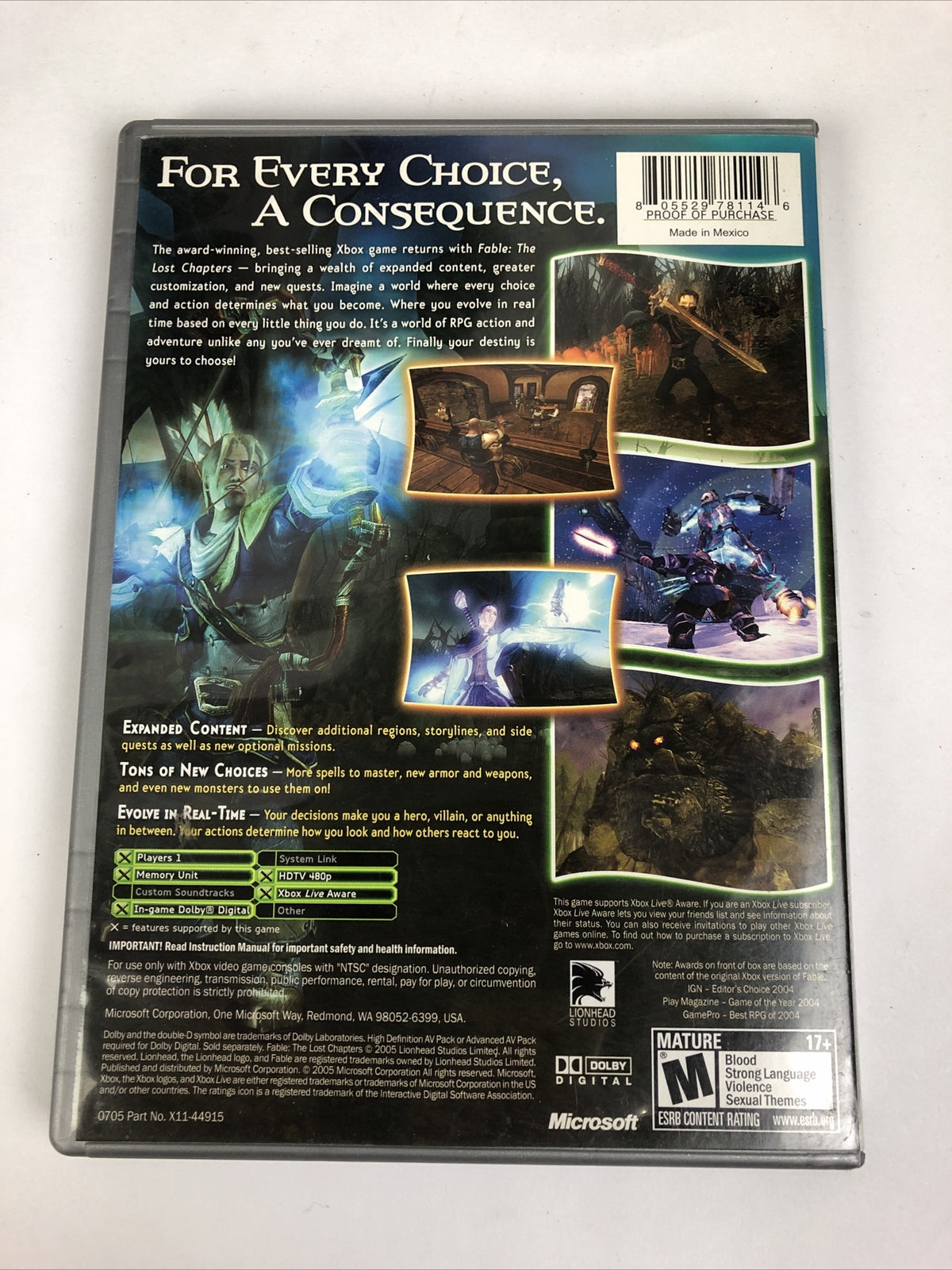Fable: The Lost Chapters (Microsoft Xbox, 2004) Complete - Platinum Hits, Tested