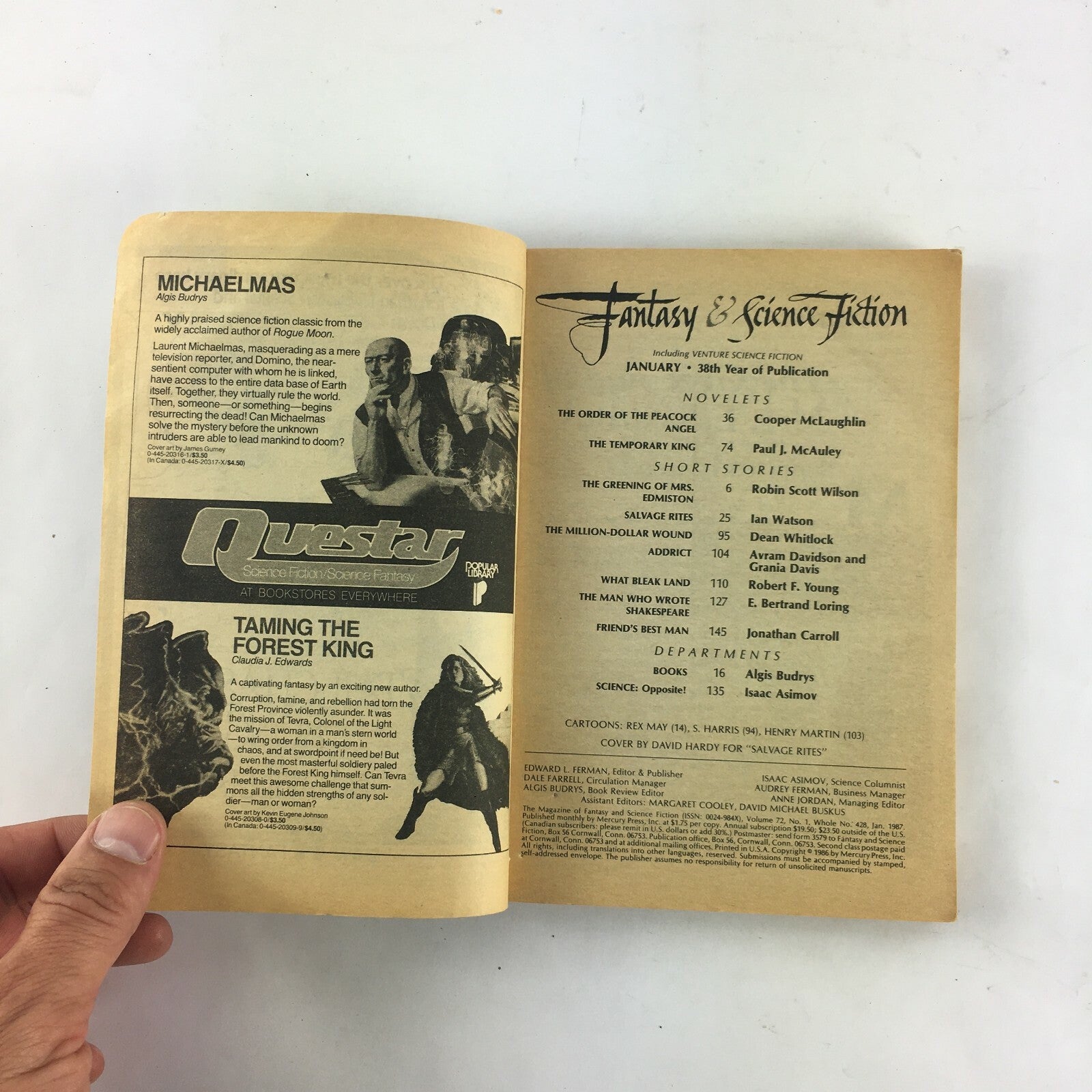 January Fantasy&Science Fiction Magazine RobinScott Wilson Robert F.Young Grania