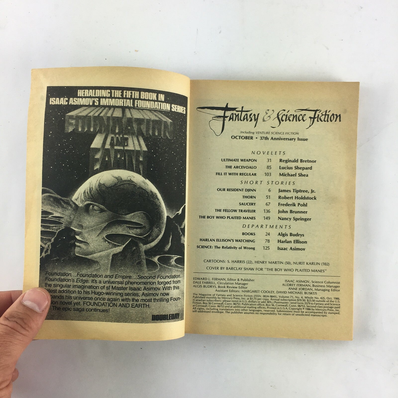 October Fantasy & Science Fiction MagazineFrederik PohlHarlan EllisonJohnBrunner