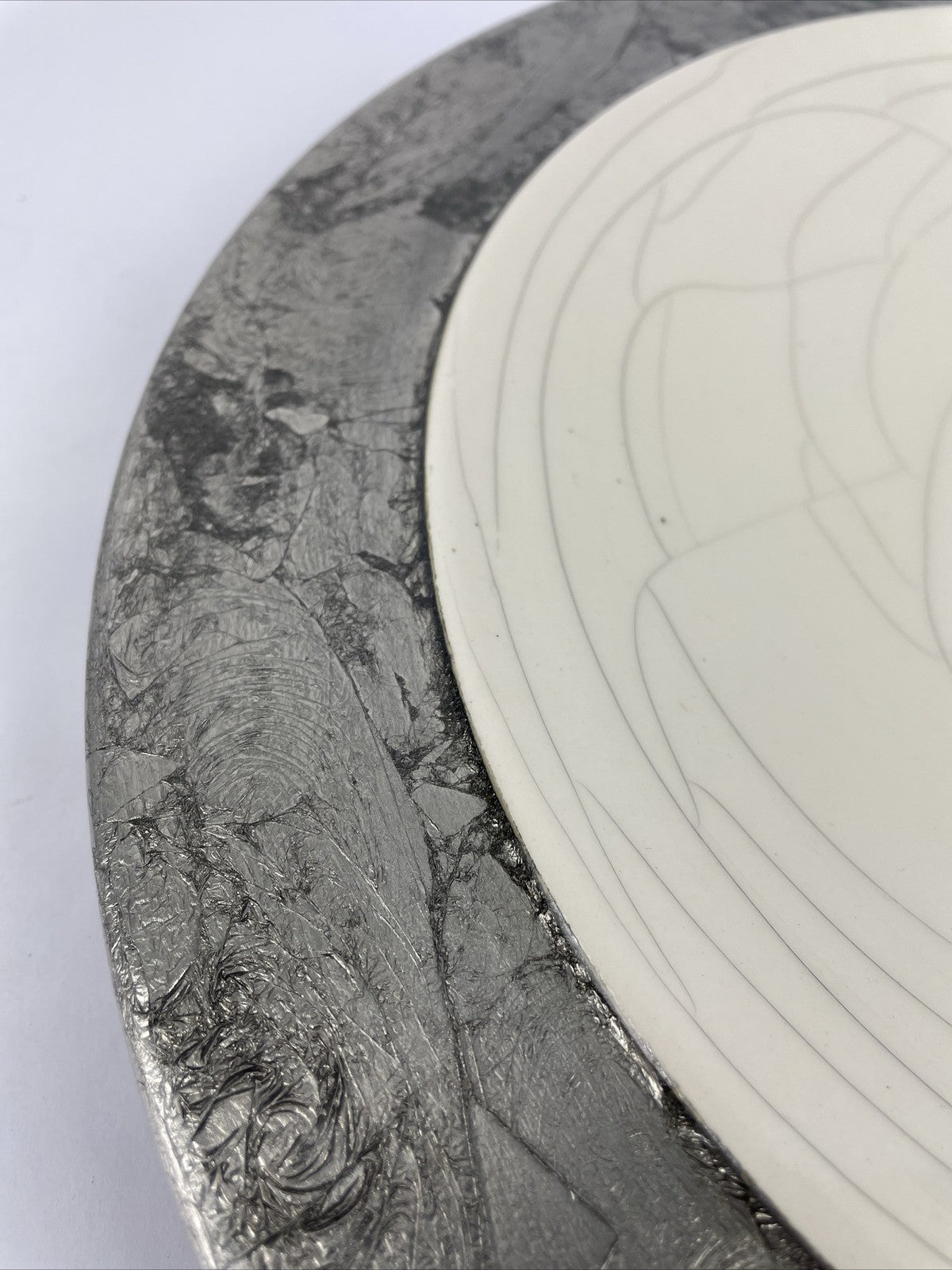 Round Designer Glass Vessel Sink Metallic Silver Modern Decor Design OD 15.5"