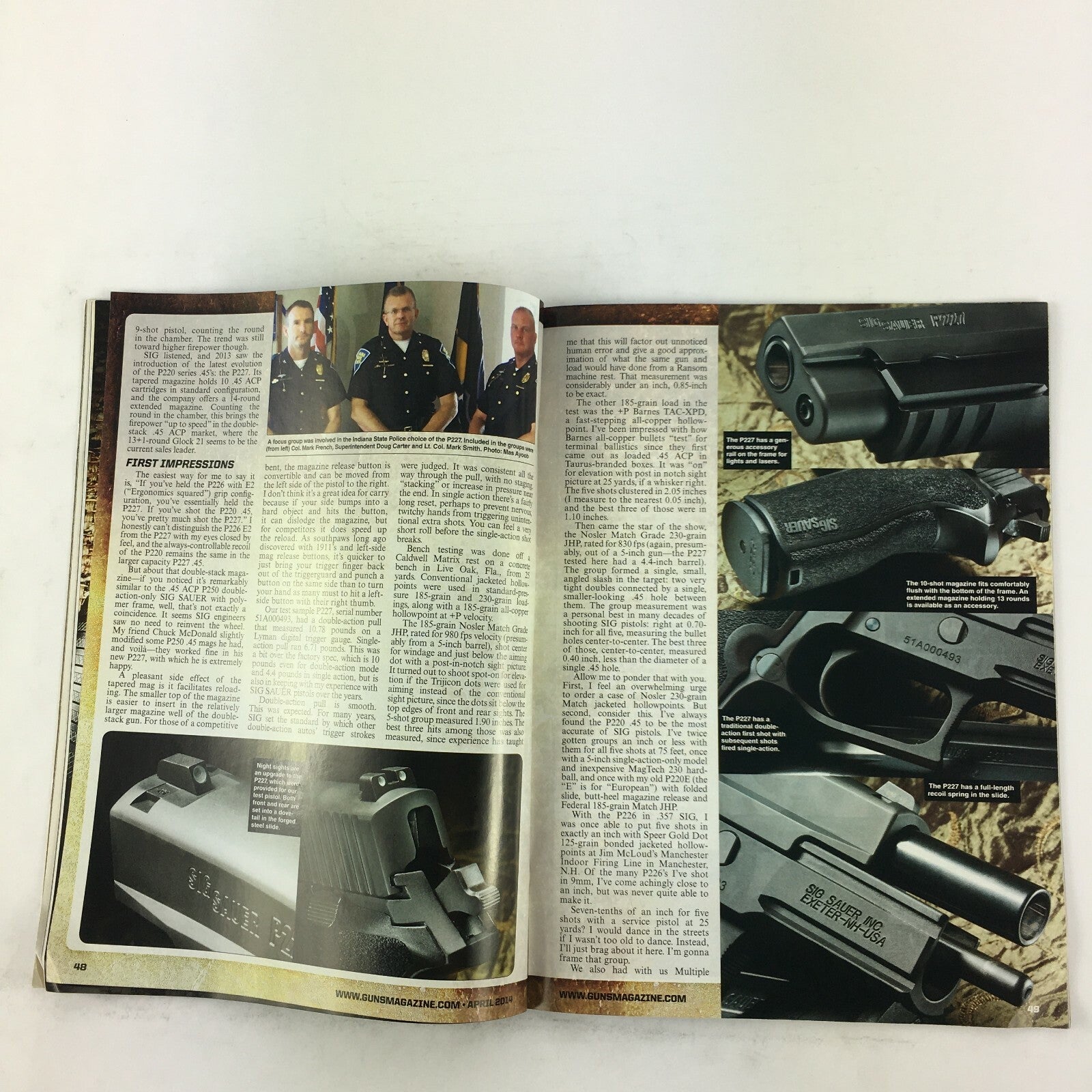 April 2014 Guns Magazine Sig Sauer P227 .45 ACP Ruger .22 LR 10/22 .45 Colt/ACP