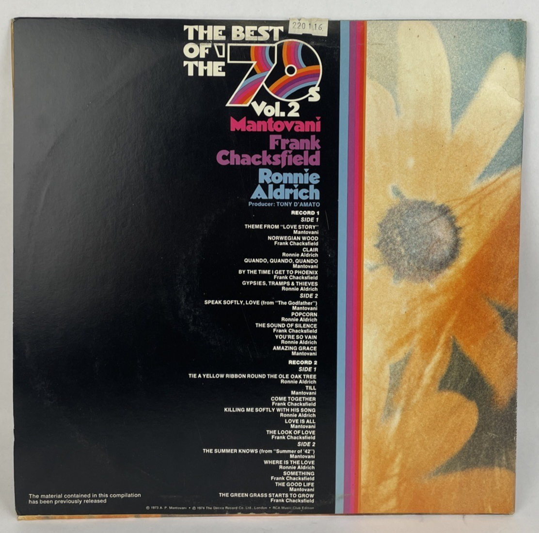 Mantovani, Frank Chacksfield, Ronnie Aldrich – The Best Of The '70s Vol. 2 LP