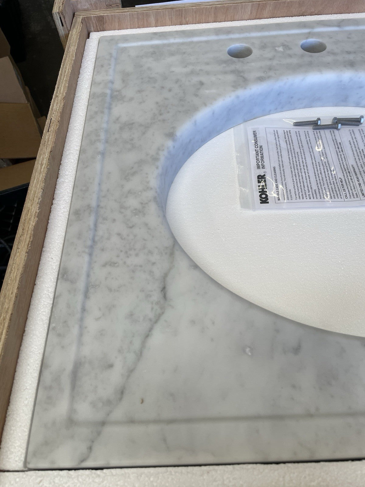Kohler Kathryn K-3023-WH white frame kit for marble console tabletop bathroom vanity support