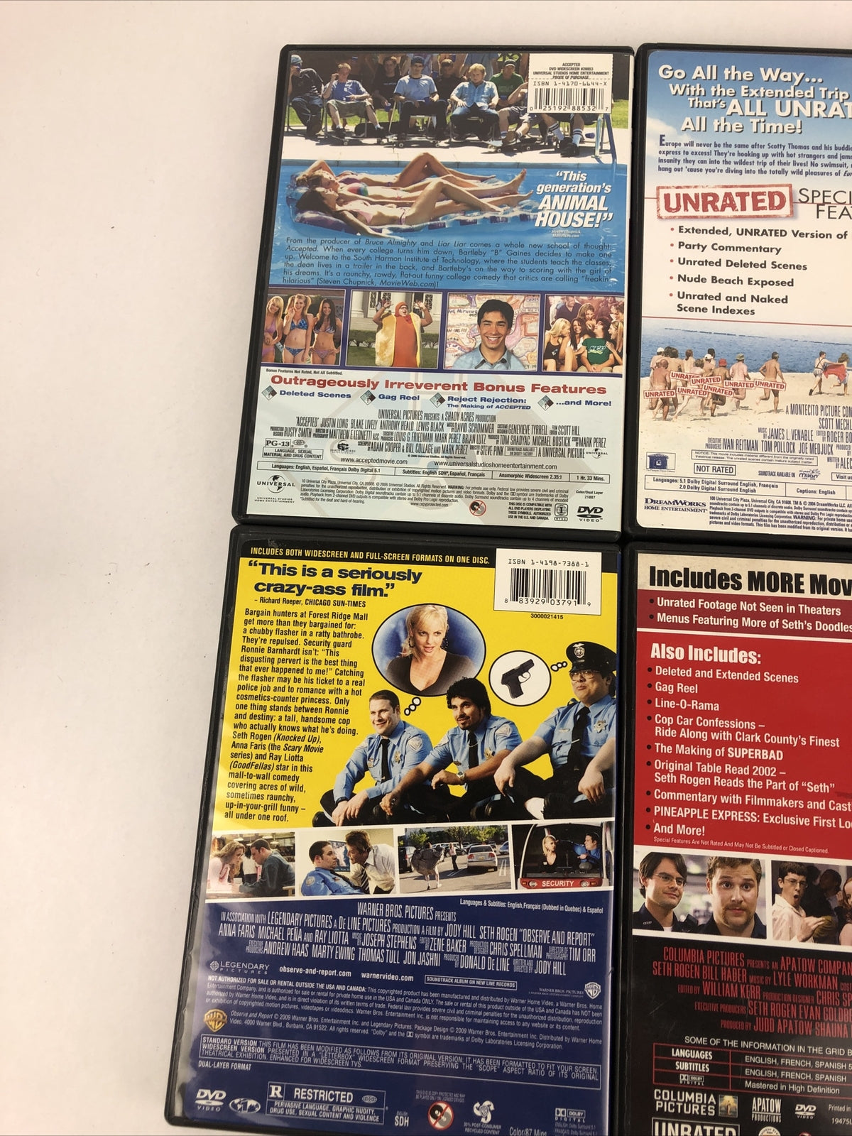 Awesome DVD LOT 6 Movies Comedy Superbad  Accepted Euro Trip Talladega Nights ++
