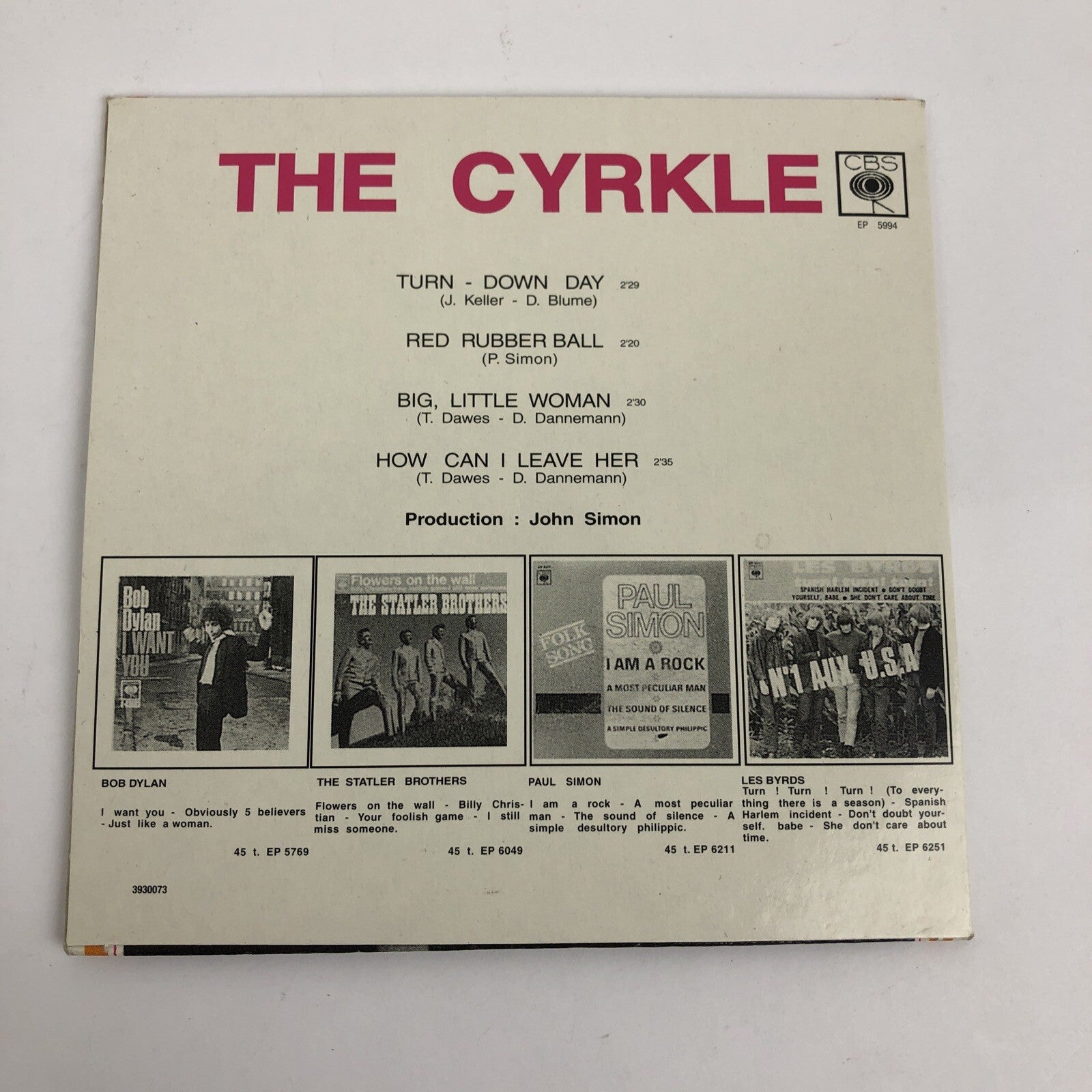The Cyrkle " TURN-DOWN DAY [CD] CBS Records Remastered in High Def USA Ship - #9
