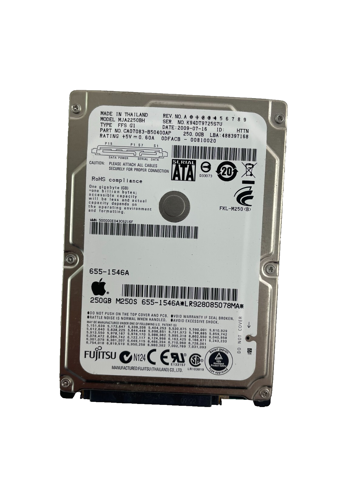 Fujitsu Model MJA2250BH 250GB 2.5-inch SATA Internal Hard Drive Cache 8 MB