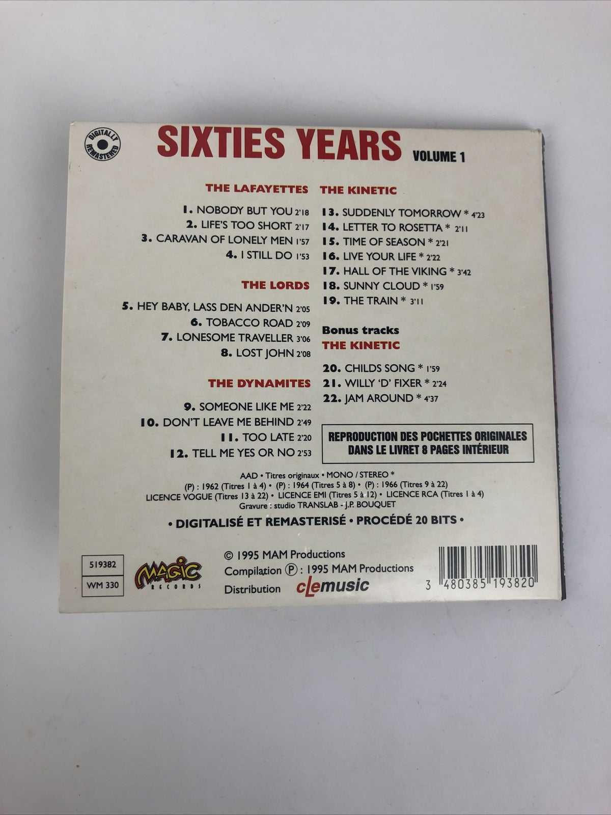 FRENCH 60’s EP Collection CD SIXTIES YEARS Lafayettes Kenetic Dynamites Lords #1