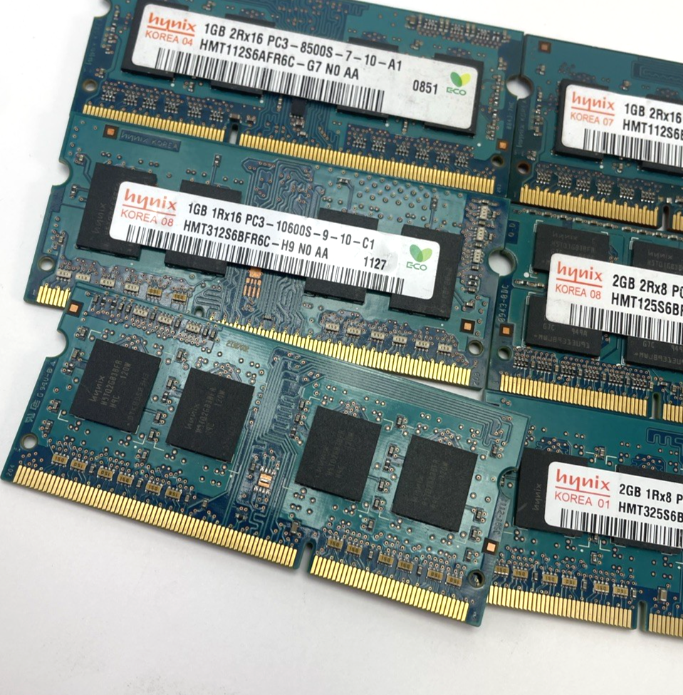 6 x  Hynix 1 2 GB 1Rx8 PC3-10600S-9-10-B1 / A1 RAM LOT - LOOK
