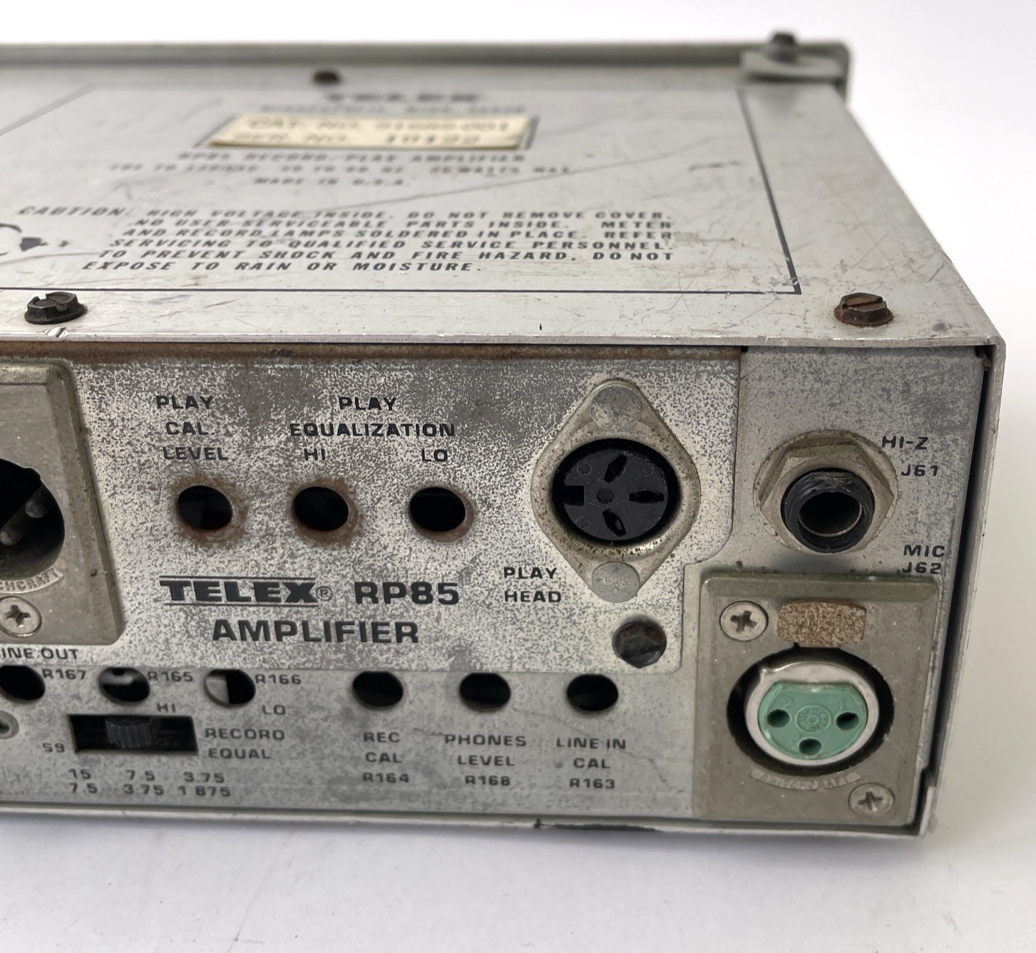 TELEX RP-85 Record / Play Amplifier  105/130 VAC 50 - 60 Hz Made in the U.S.A.